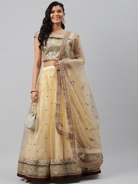 Georgette a line lehenga choli in Cream colour 23002