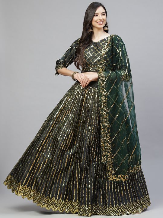 Dark Green Lehenga with Gotta Patti Blouse – FUELTHESTORE