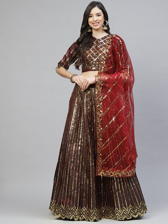 Buy Maroon Satin Lehenga for Women Online from India's Luxury Designers 2023