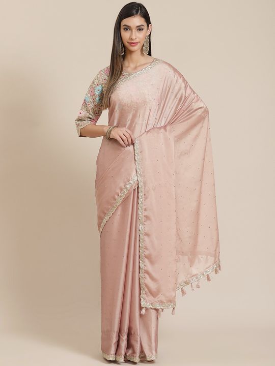 Organza Fabric Luxurious Floral Print Pink Color Saree