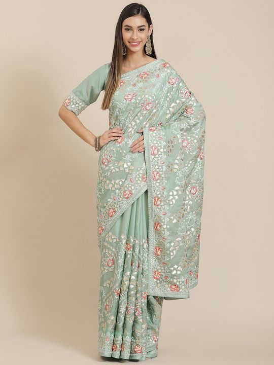 Soothing Printed Work On Pink Color Georgette Fabric Saree