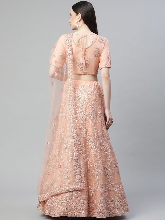 Buy Thread Peach Net Lehenga Choli : 217805 - Lehenga Choli