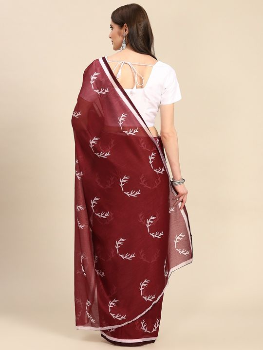 Off White With Maroon Border Silk Georgette School Uniform Sarees