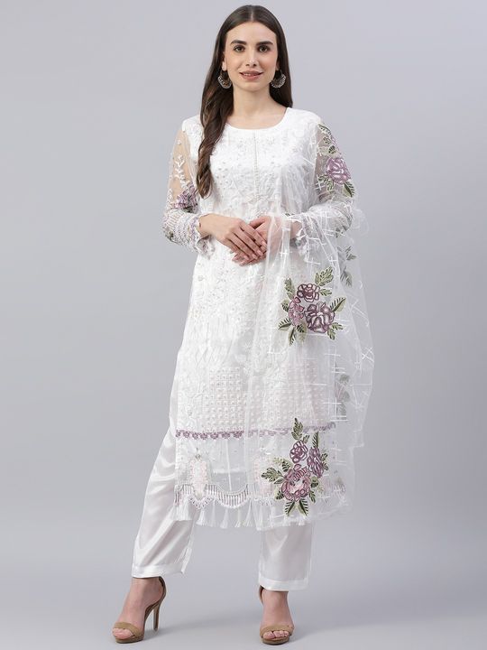 Buy Madeesh Pakistani Suit for Women, Party Wear, Cambric Cotton, Heavy  Embroidery Patch Work, Semi Lawn Bottom, Net Embroidered Printed Chiffon  Dupatta, Pakistani Style suits designer for Girls/Women un stitched Dress  Material