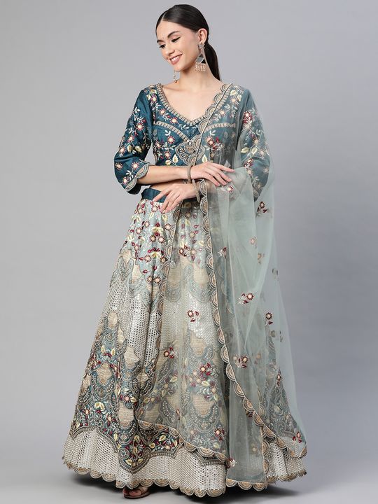 Embroidered Georgette Grey Color Wedding Wear Lehenga Choli Set, Size: Free  Size, Lehenga,Choli And Dupatta at Rs 1689 in Surat