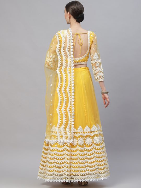 Delightful Yellow And White Organza Digital Print Lehenga Choli