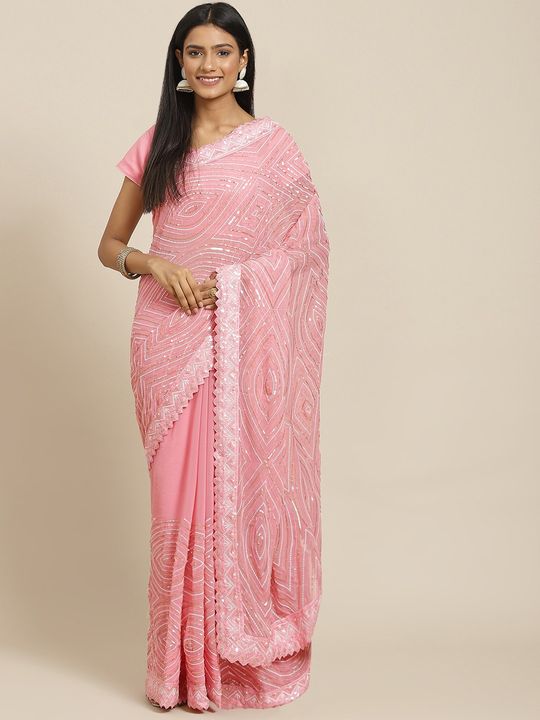 Trendy Deep Pink Saree In Georgette Fabric