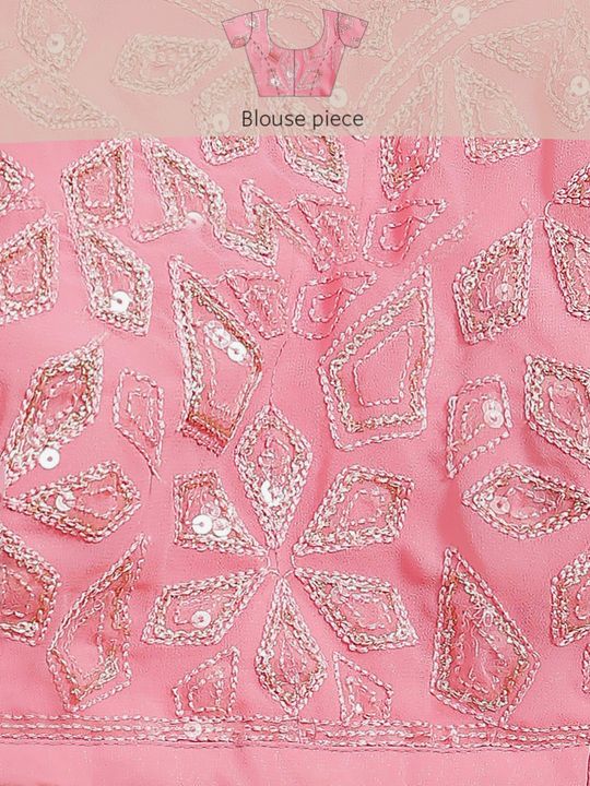 Light Pink Pure Georgette Hand-embroidered Blouse - Tilfi