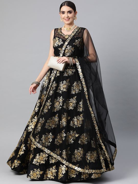 Black Colour Faux Georgette Lehenga Choli