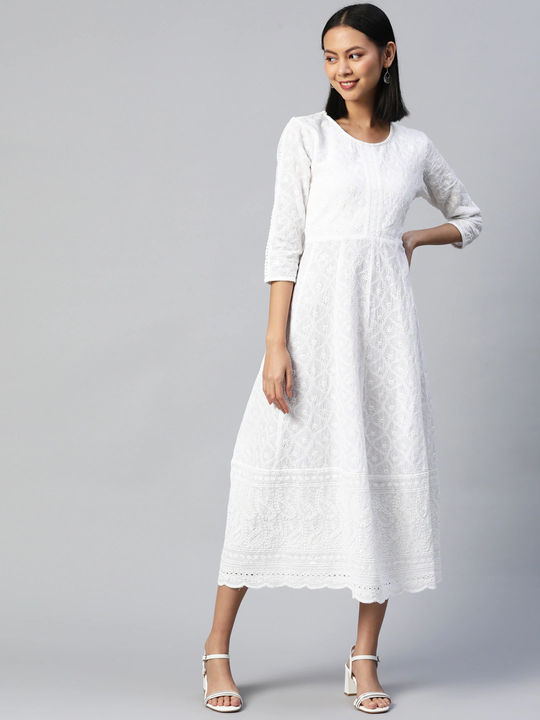 White-Colored Printed Fashion Gown main image 0