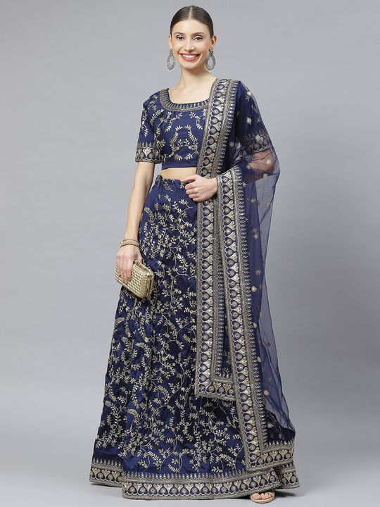 Buy Navy Blue Lehenga Choli online-Karagiri