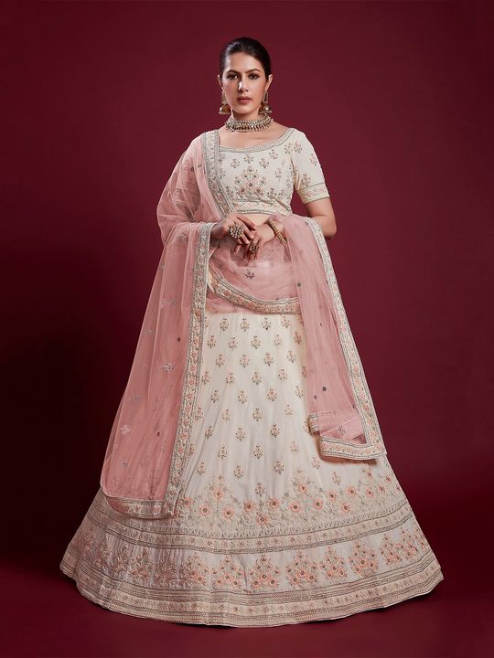 Trending Fashion Lehenga in Coral Pink Embroidered Fabric LLCV112406