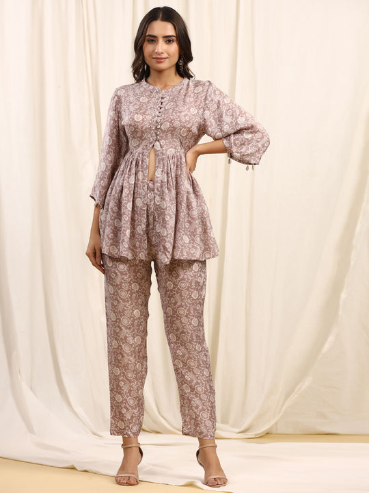 Flared Cotton Silk Palazzo Pant in Grey : THU1047