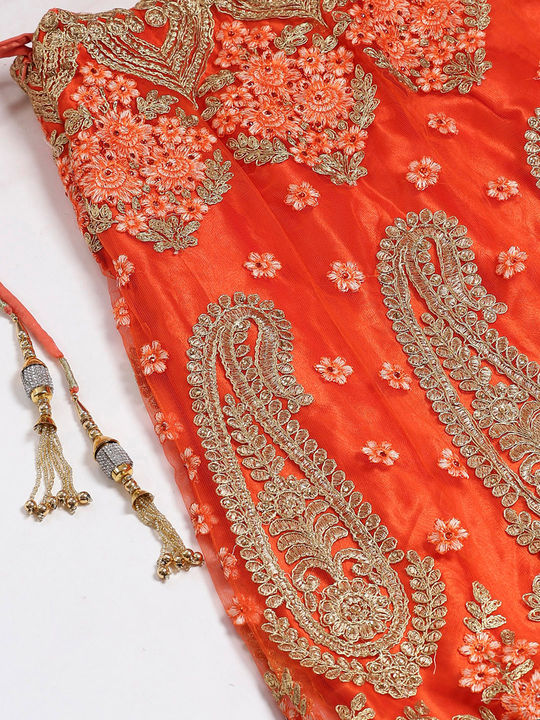 Buy Girls Orange & Pink Flower Digital Print Choli Ready to wear Lehenga  with Dupatta for Kids - Bhama Online at Best Price | Distacart