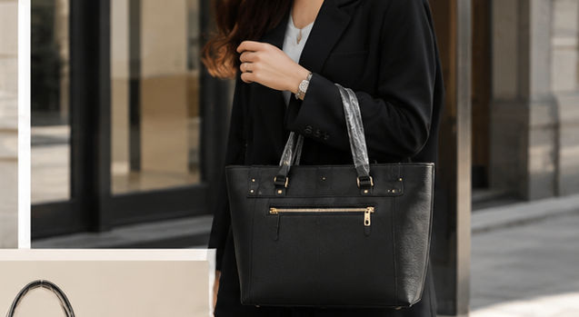 Classic Quadrant Panel Tote — Black styling look 2