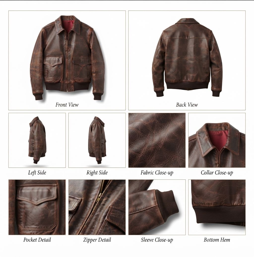 Men Vintage Brown Distressed Leather Bomber Jacket WWII Aviator Flight Flight.