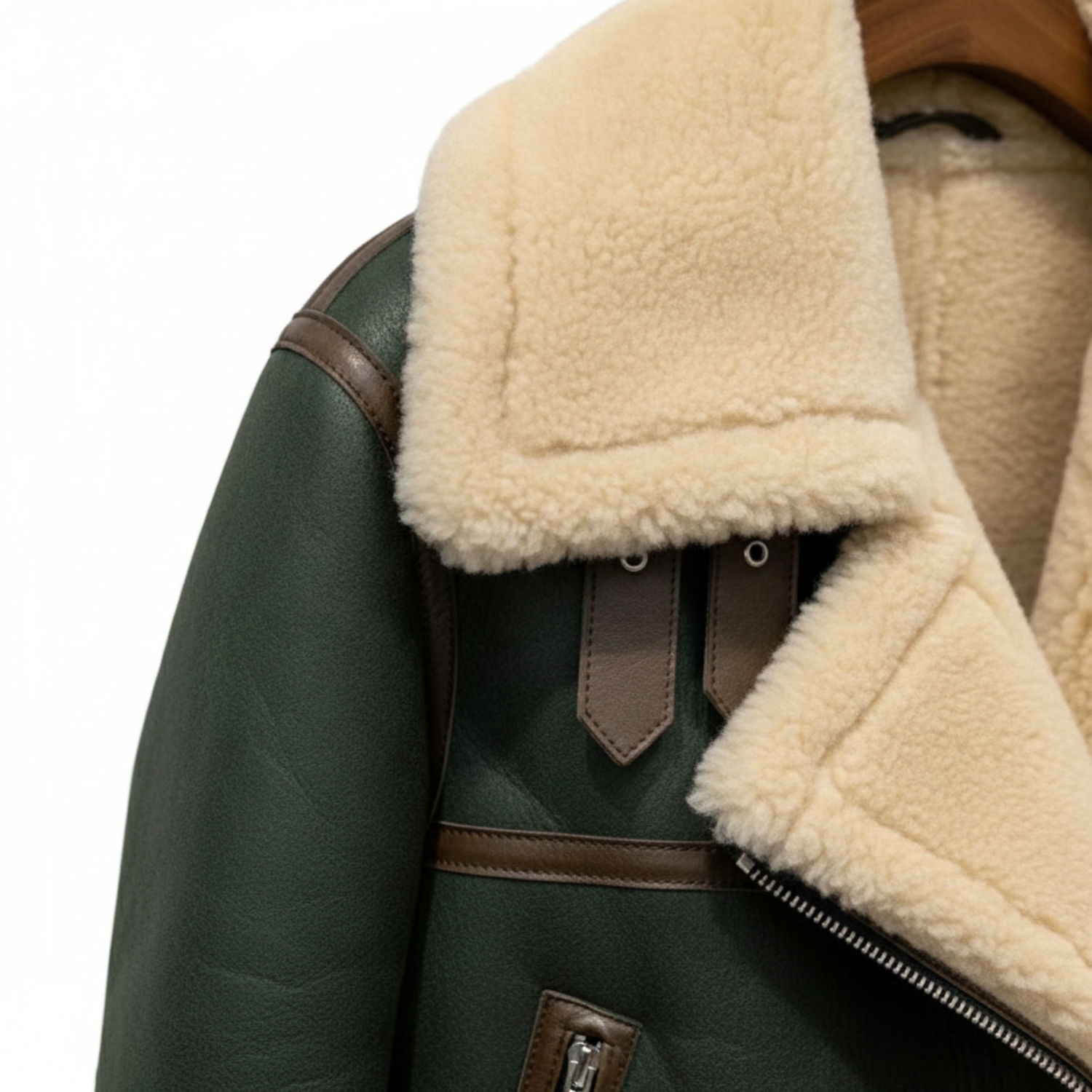 Women’s Handmade Sheepskin Green Bomber Jacket Genuine Real Leather Jacket