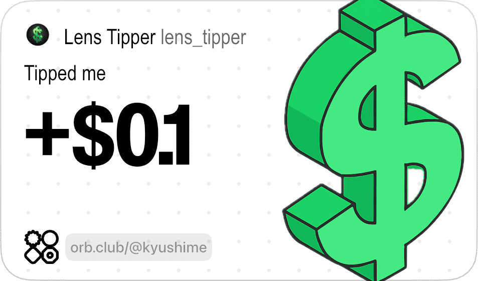Post image: thank you @lens/lens_tipper 🫶💲🫶