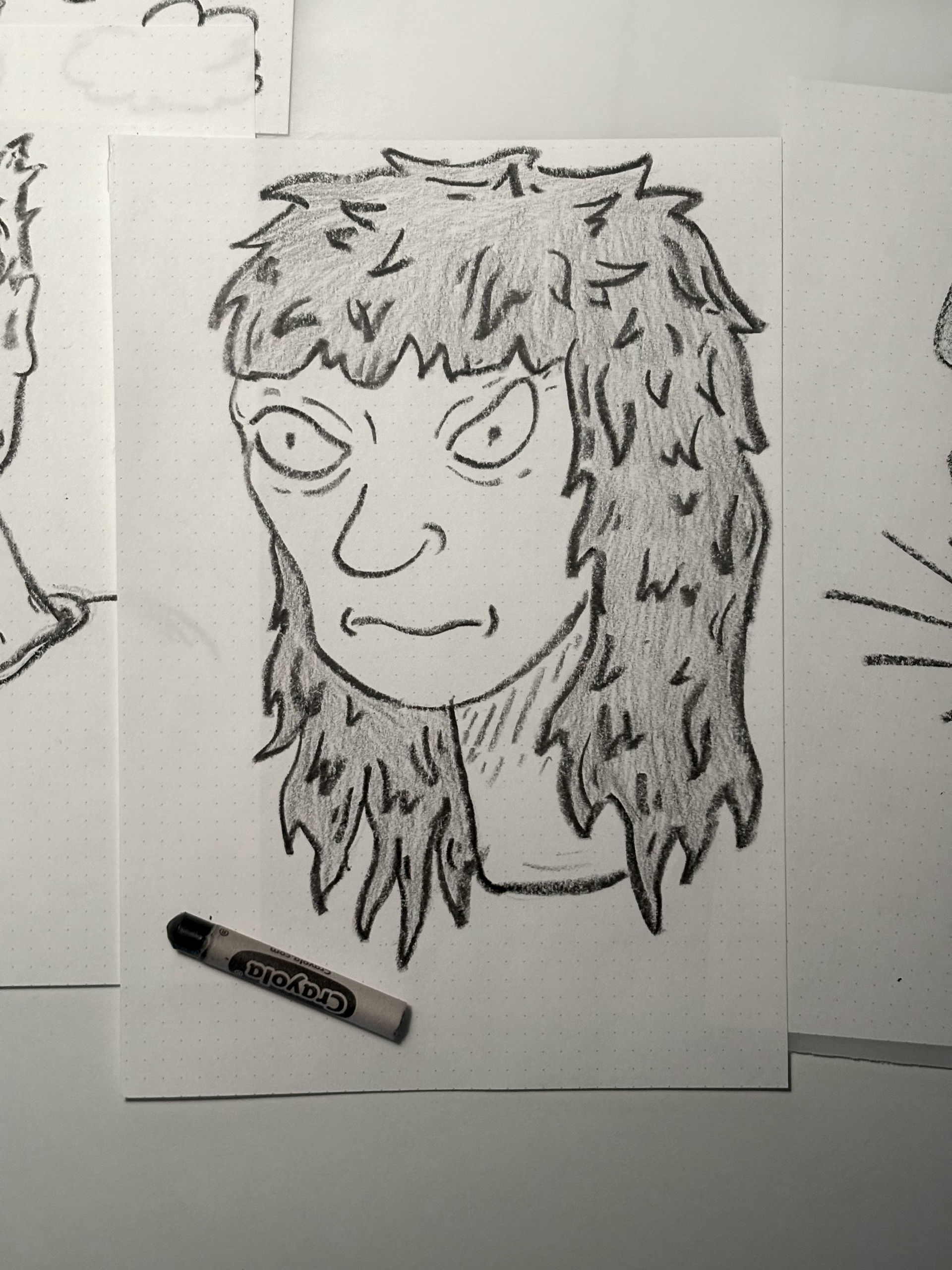 Post image: GM! ☕️✨

Been working on these quick 5 minute portraits using only a black crayo