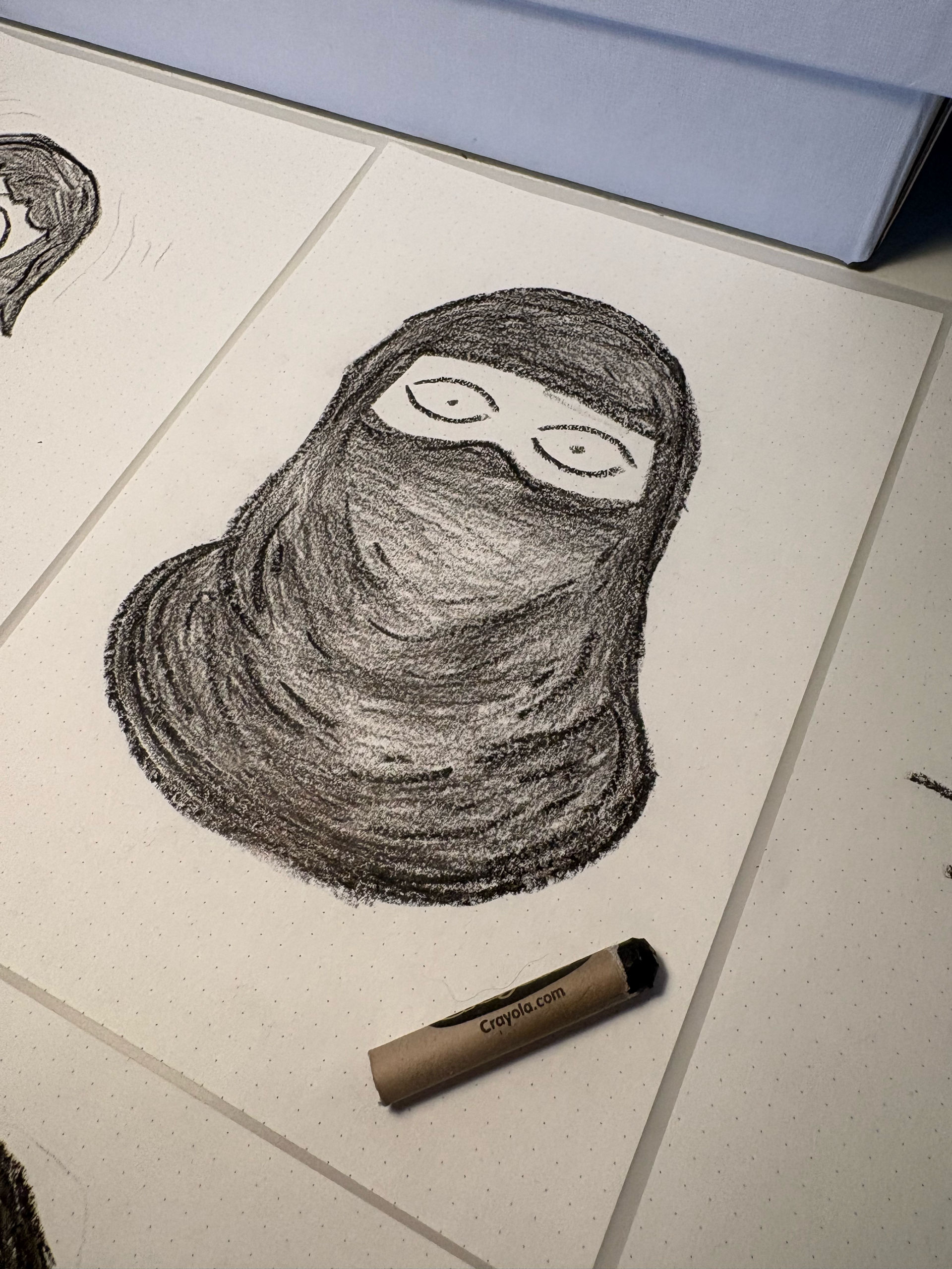 Post image: GM! ☕️✨

Been working on these quick 5 minute portraits using only a black crayo