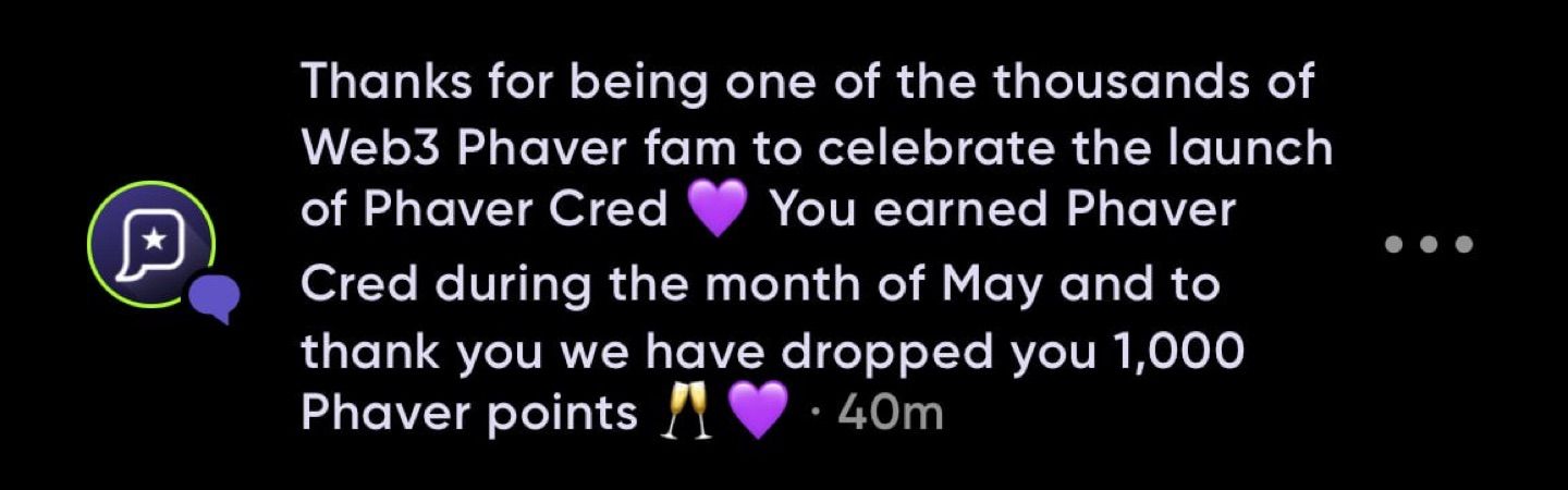 Heyy Frens! 💜 Today we sent 1000 Phaver Points to all Phaverians (who earned at least 1 cred on May…