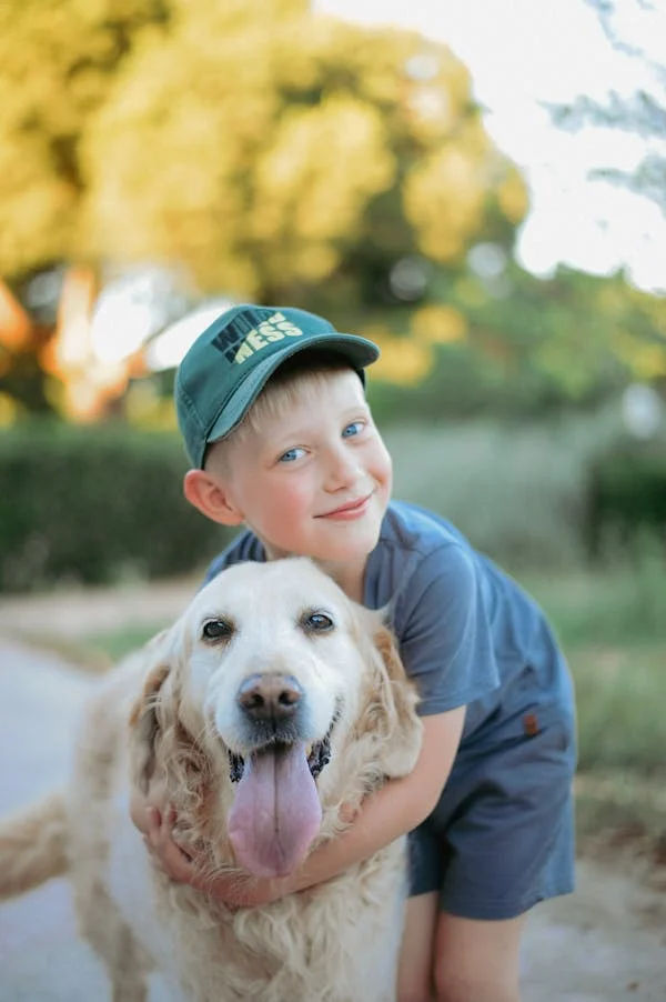 cute boy and dog