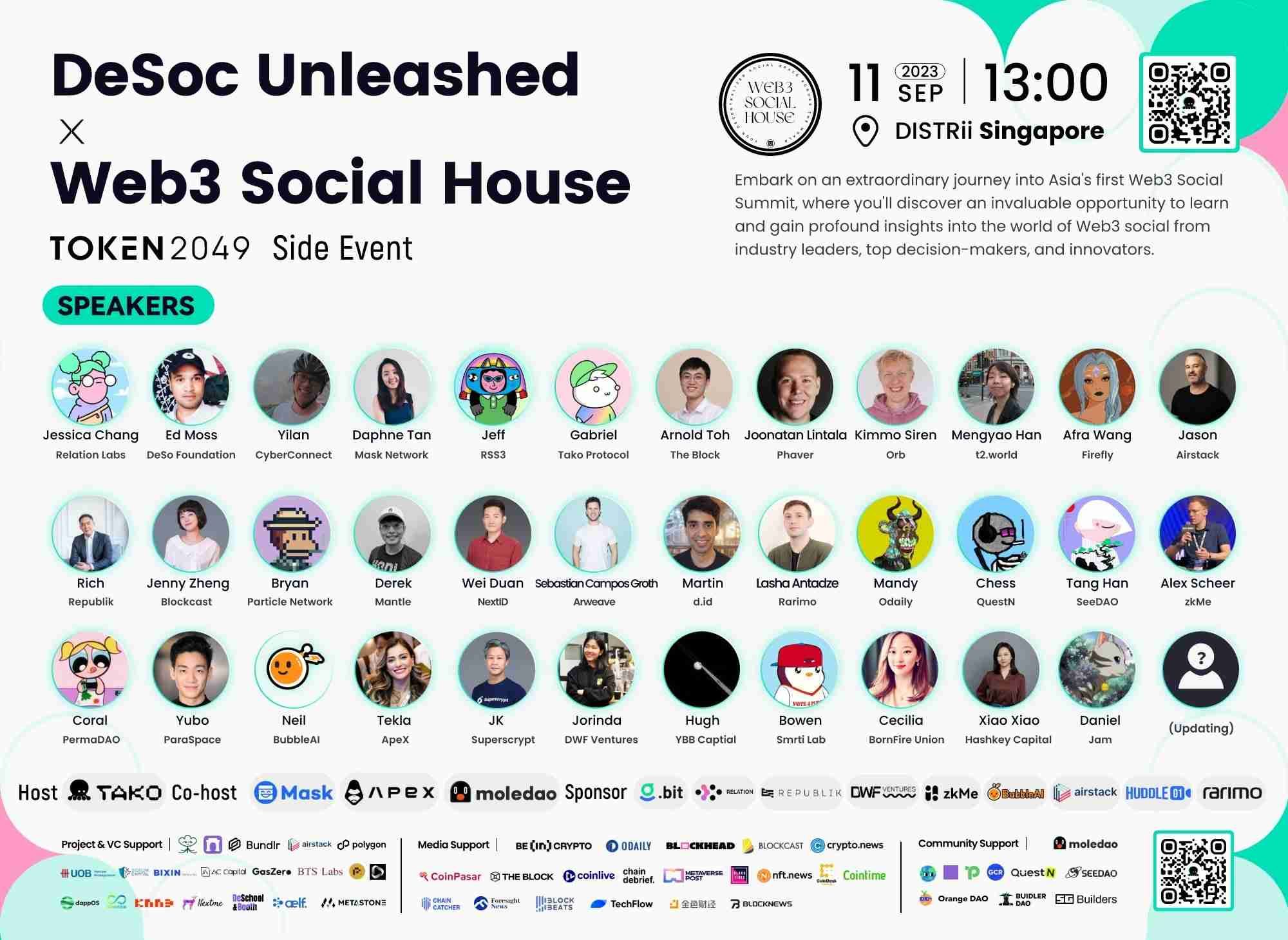 Join us in Singapore during Token2049 for Asia’s first Web3 Social Summit 🇸🇬 DeSoc Unleashed hoste…