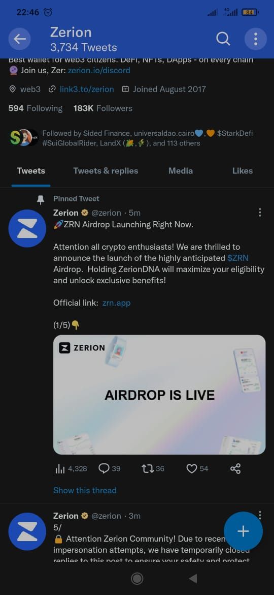 Do not engage guys, Zerion Twitter hacked.

DYOR