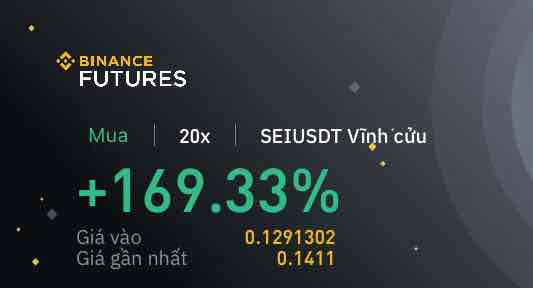 Sei hit taget Long future on binance trade