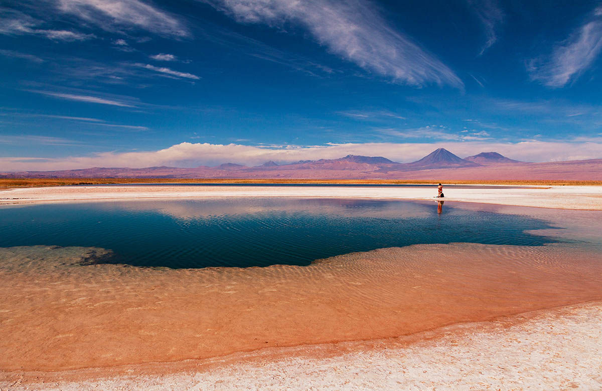 Gm! One of my fav places - the surreal Atacama Desert in Chile. This pool is a hot spring in the des