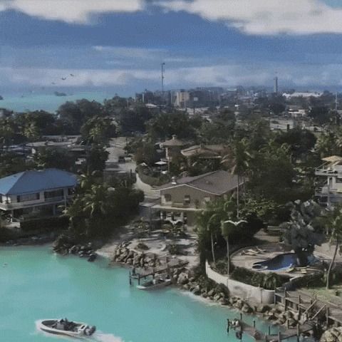 GIF of a character running with a futuristic weapon.