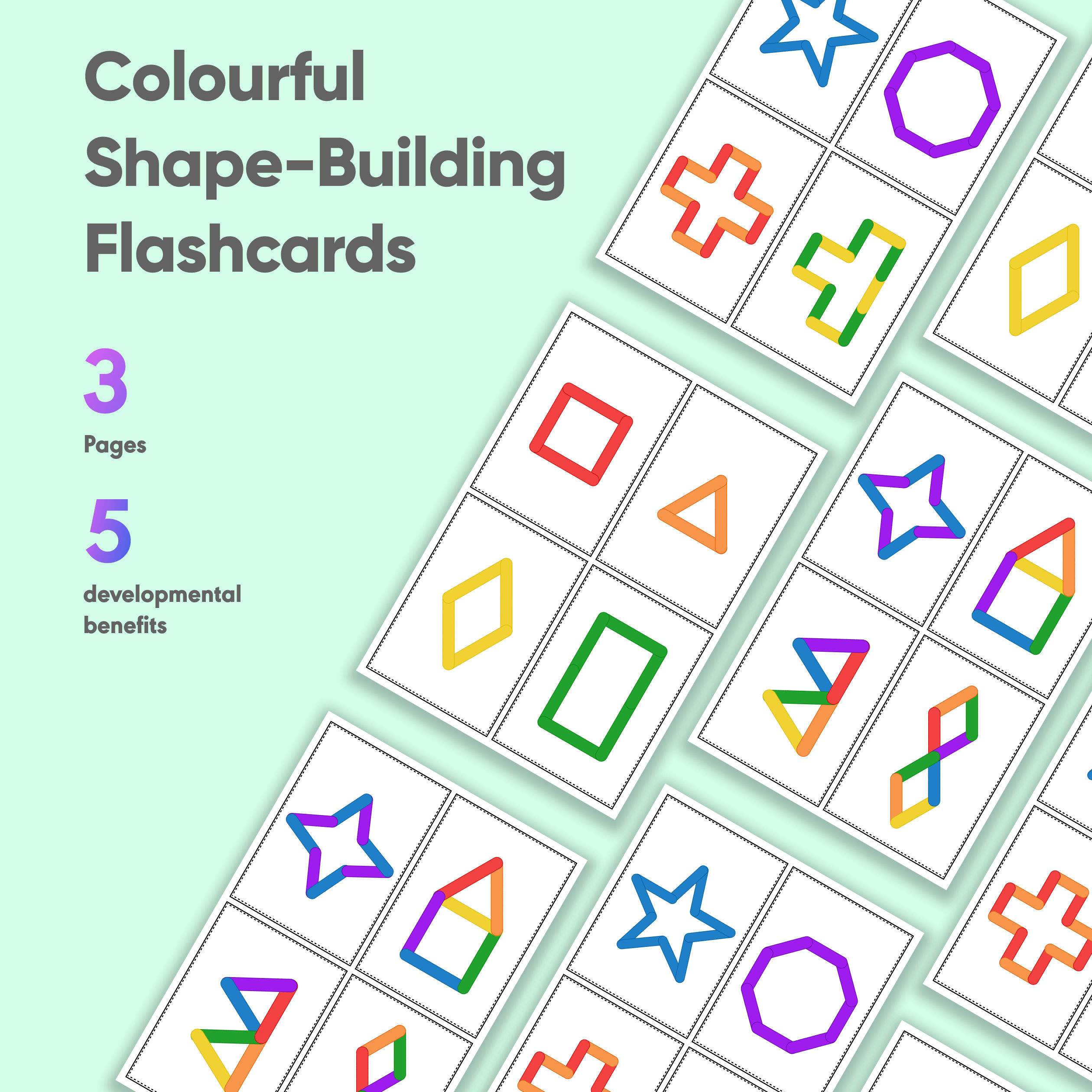 Colourful Shape-Building Flashcards