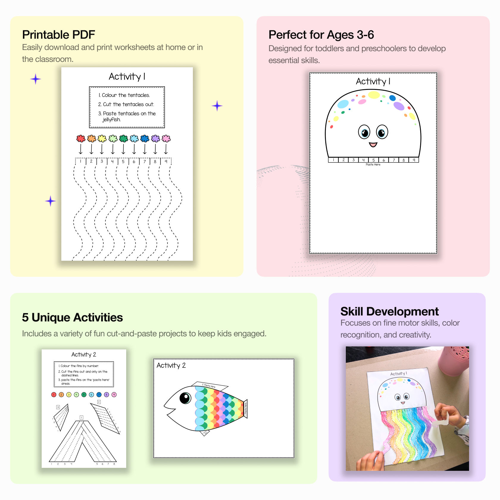 Fun Cut and Paste Practice Activity Worksheets