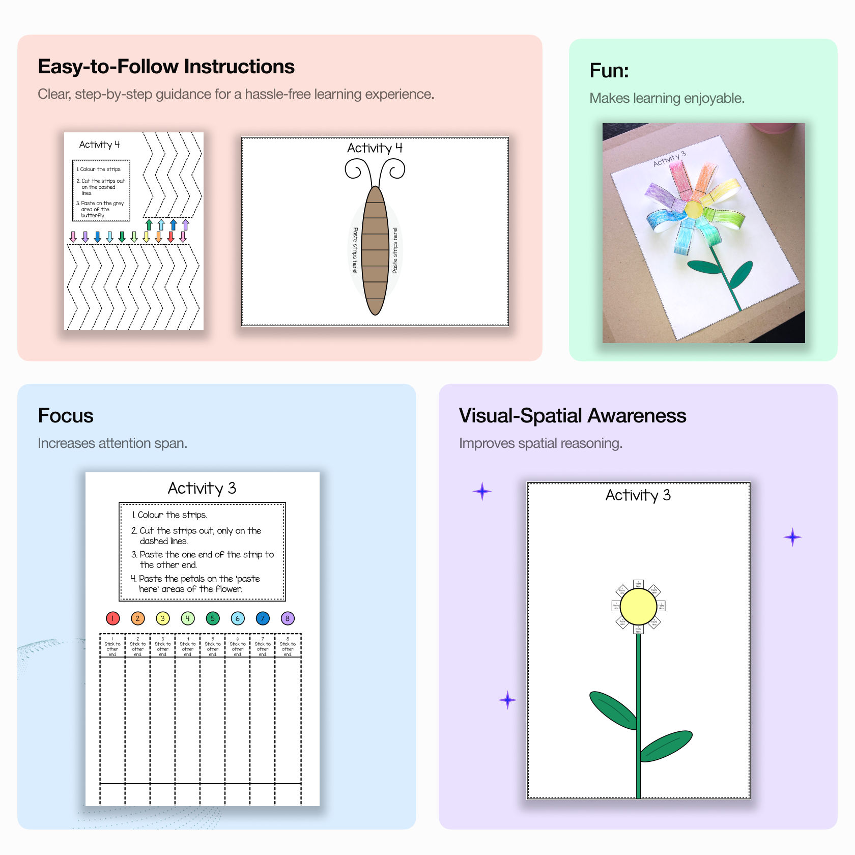 Fun Cut and Paste Practice Activity Worksheets