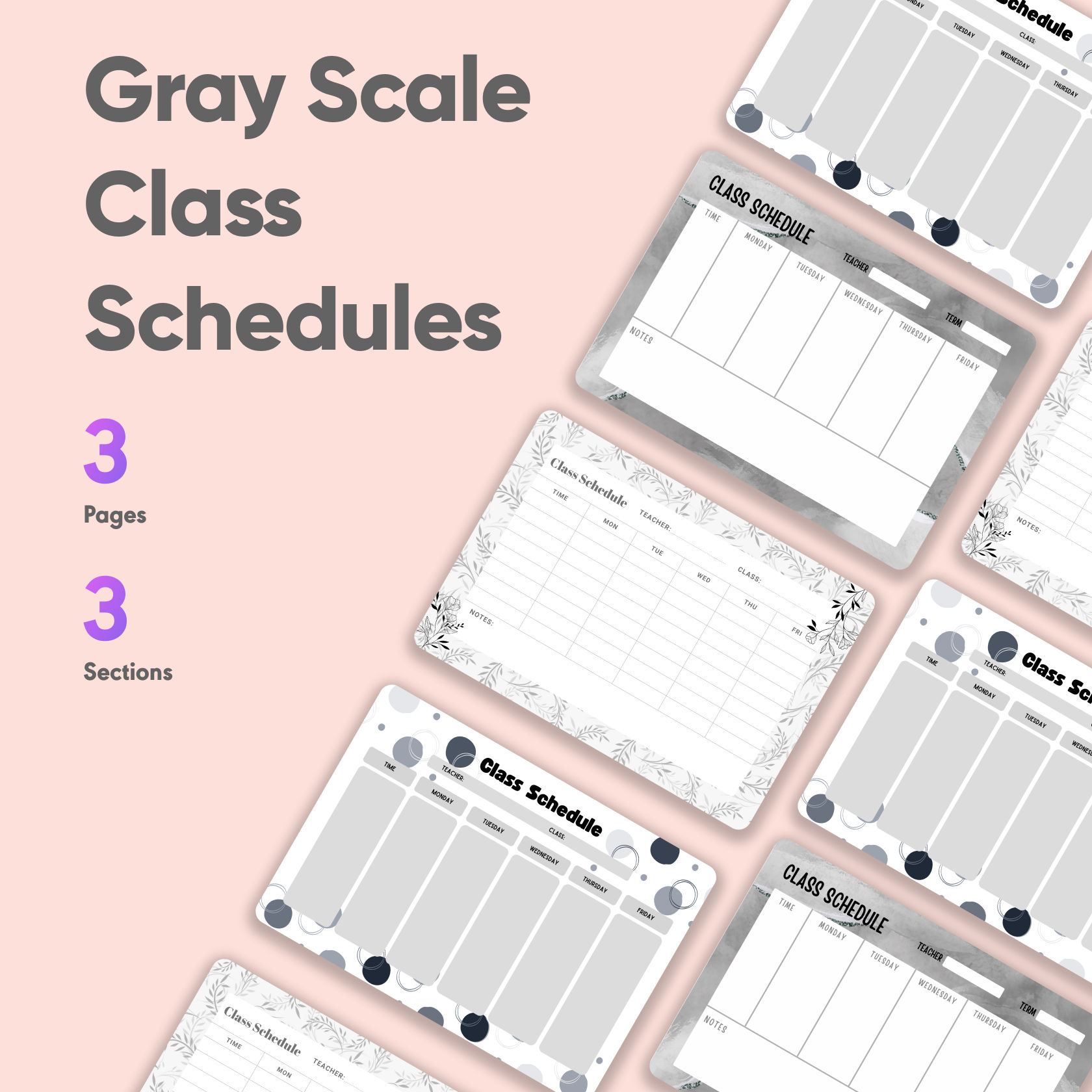 Gray Scale Class Schedules