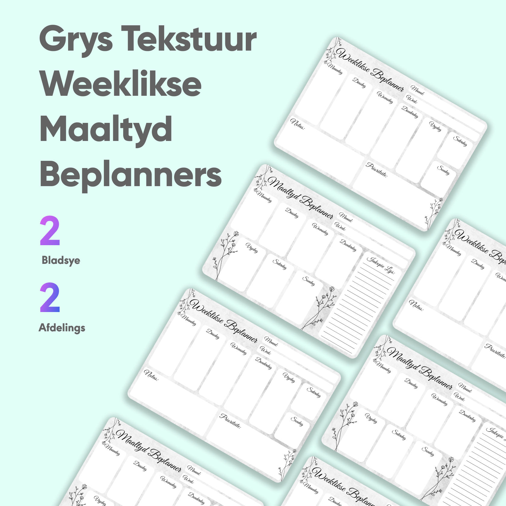 Grys Tekstuur Weeklikse Maaltyd Beplanner