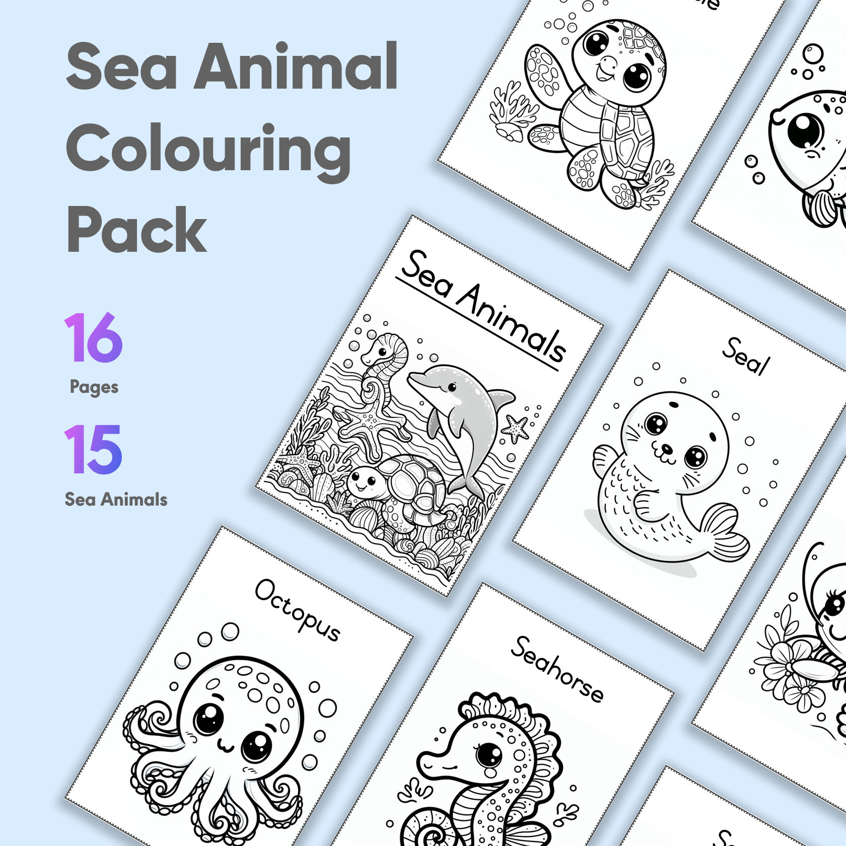 Sea Animals Colouring Pack