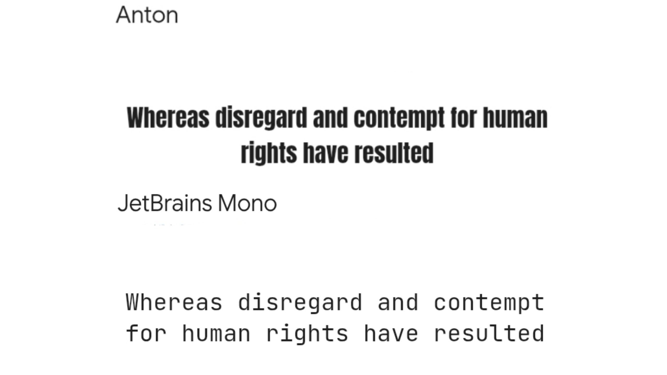 Anton + JetBrains Mono