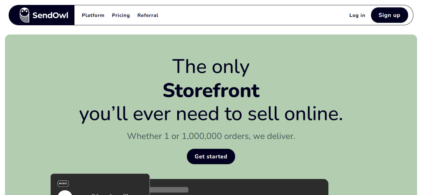 SendOwl’s homepage