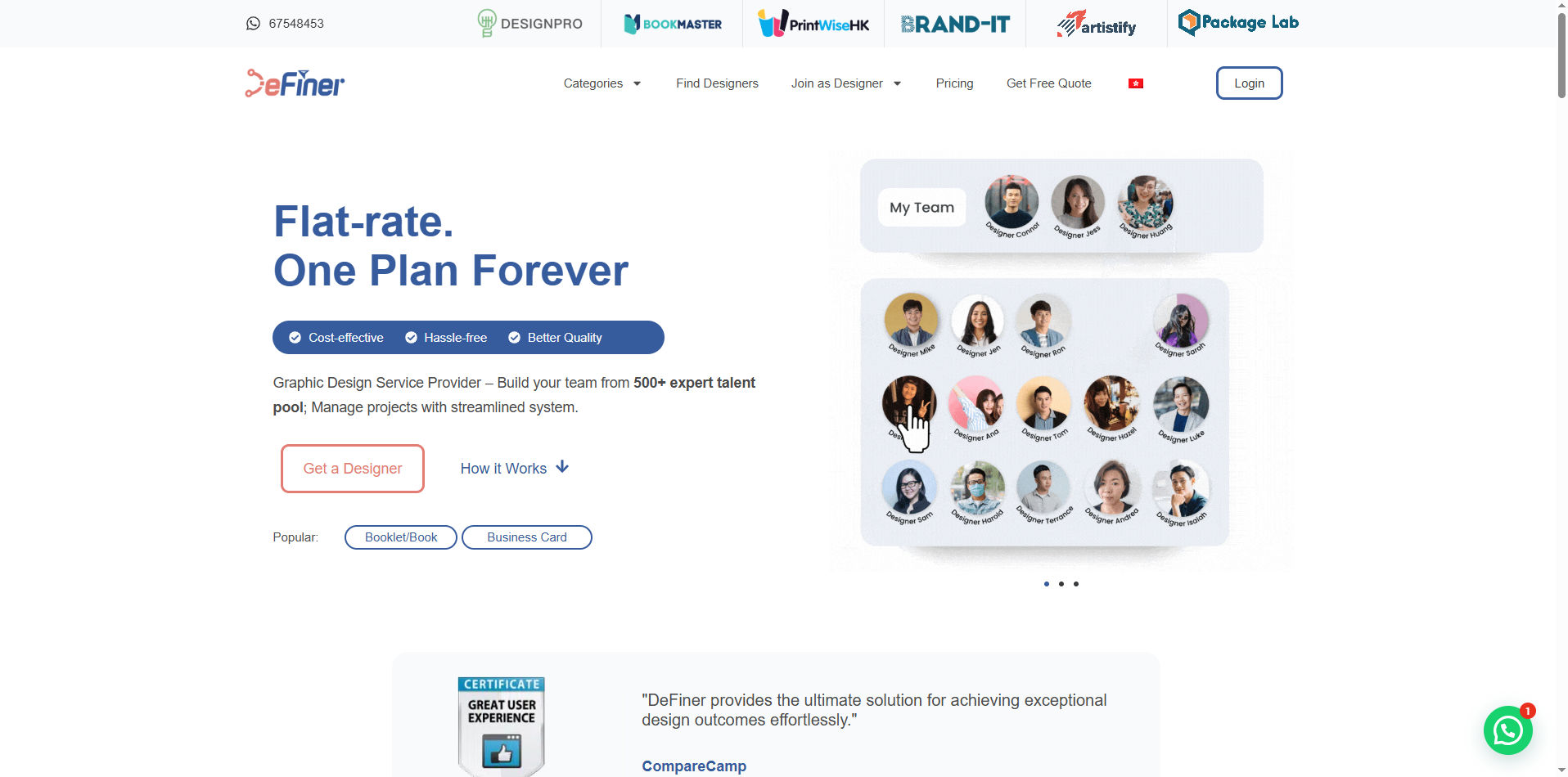 DeFiner interface to look for freelance project