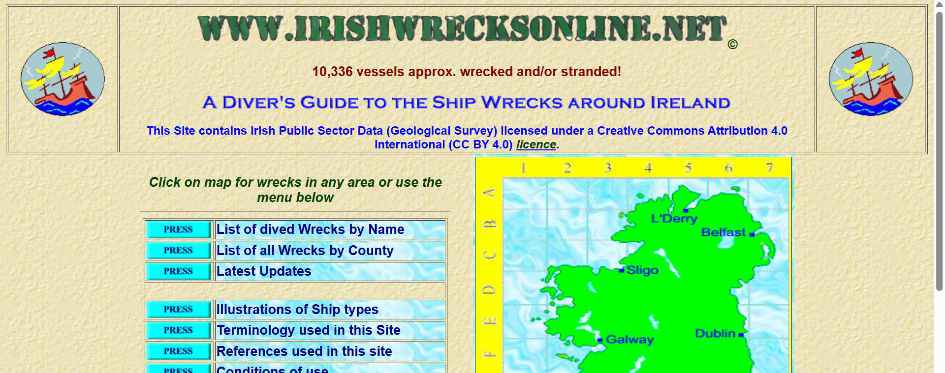 Irish Wreck’s web design