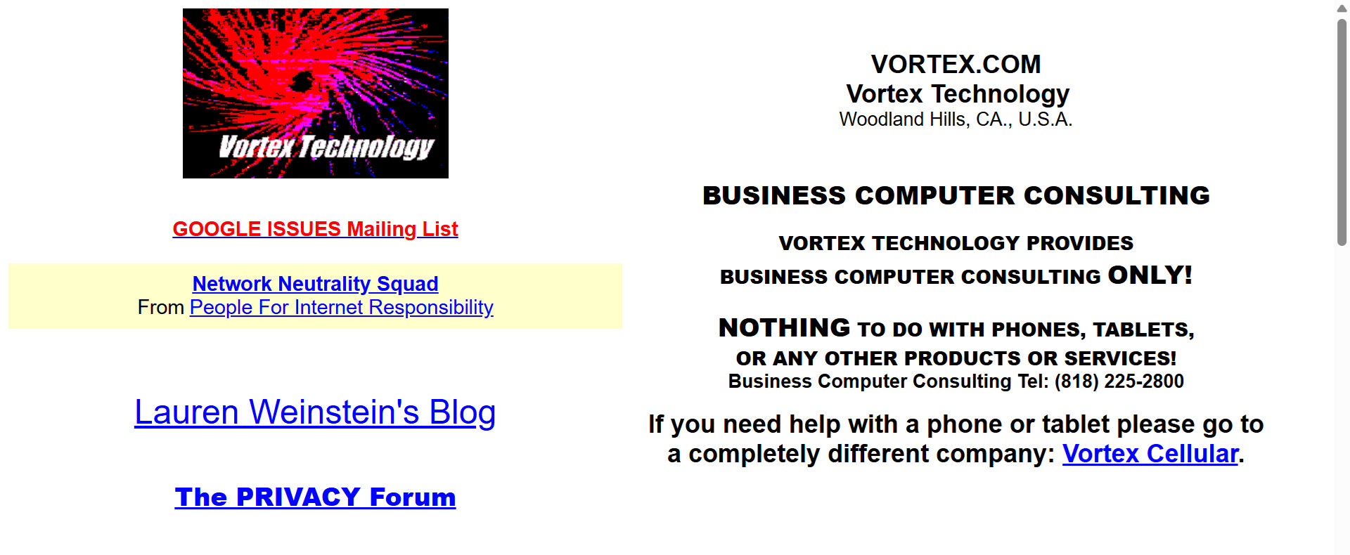 Vortex’s web design