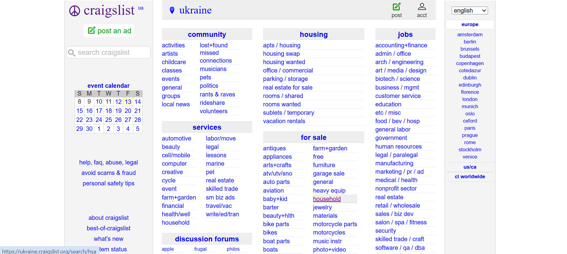Craigslist’s web design