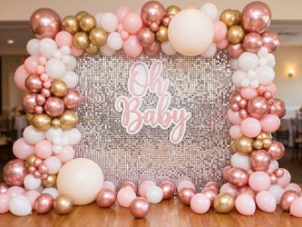 Silver Sequin Rose Gold Baby Shower Decoration