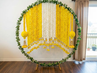 Stunning Floral Hoop Haldi Hanging Decor