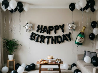 Birthday Decoration-Black & White Ballons