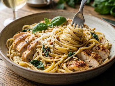 Basil Butter Garlic Noodles - Chicken - Mains dish from EZGatherr catering menu