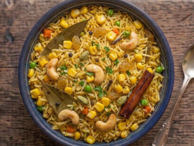 Basmati Corn Pulao - Rice & Breads dish from EZGatherr catering menu