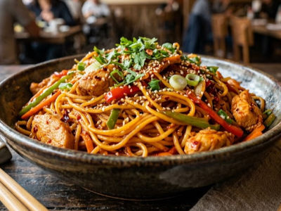 Chicken Schezwan Noodles - Mains dish from EZGatherr catering menu
