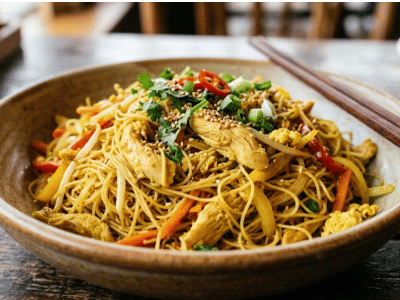 Chicken Singapore Noodles  - Thin - Mains dish from EZGatherr catering menu